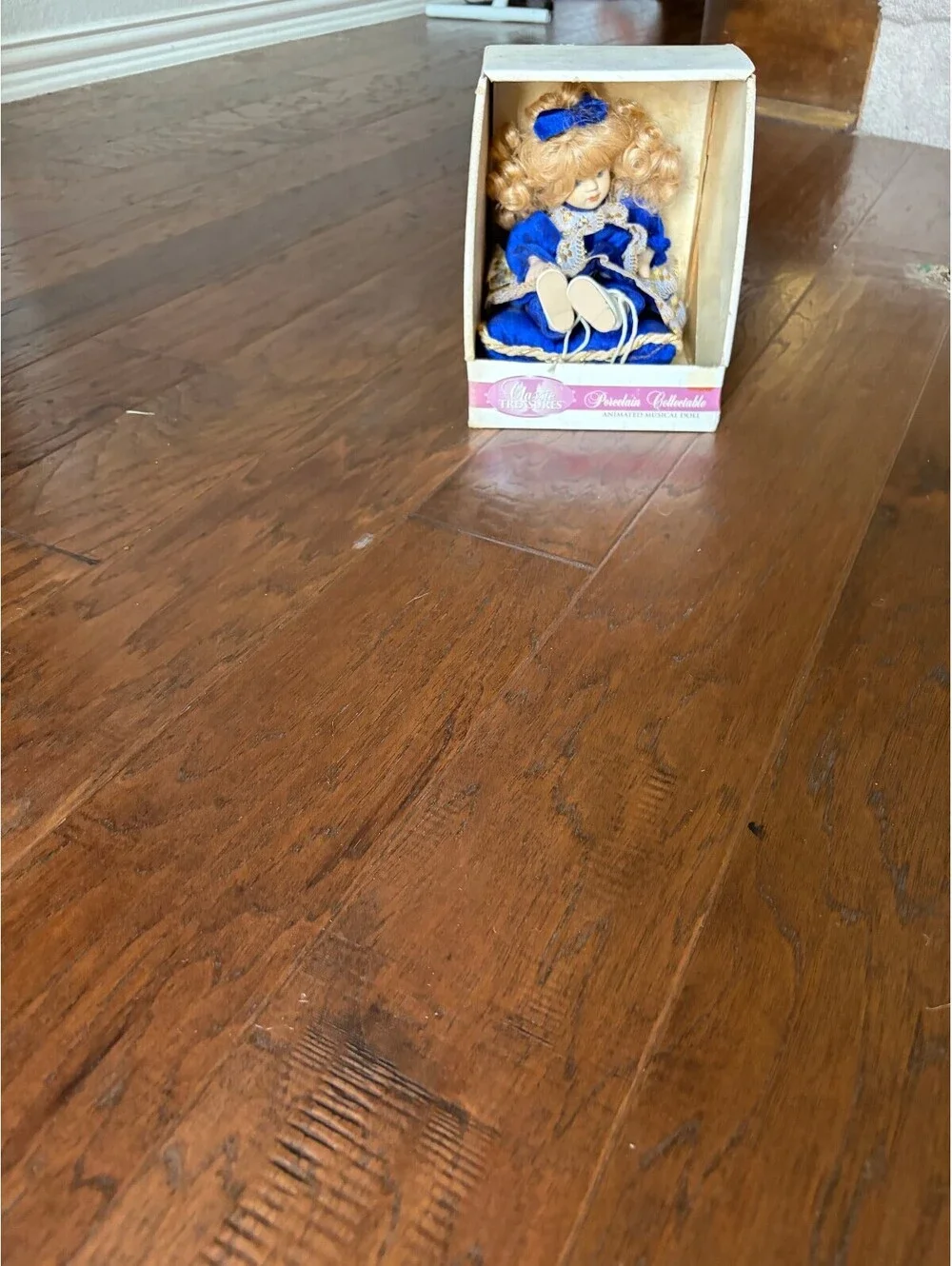 Classic Treasures Porcelain Collectable Animated Musical Doll in Blue Dress